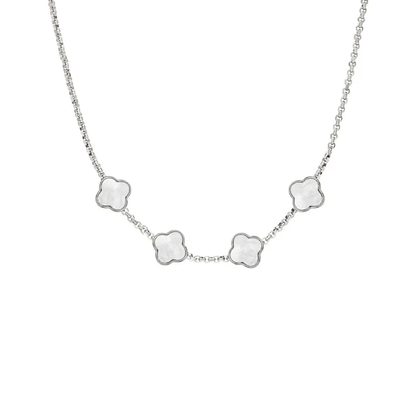 Pearl Clover Custom Name Necklace (Silver)