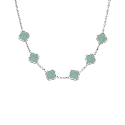 Amazonite Clover Custom Name Necklace (Silver)
