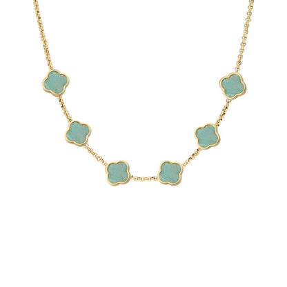 Amazonite Clover Custom Name Necklace (Gold)