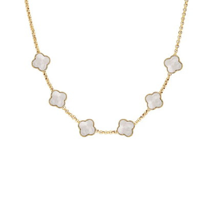 Pearl Clover Custom Name Necklace (Gold)