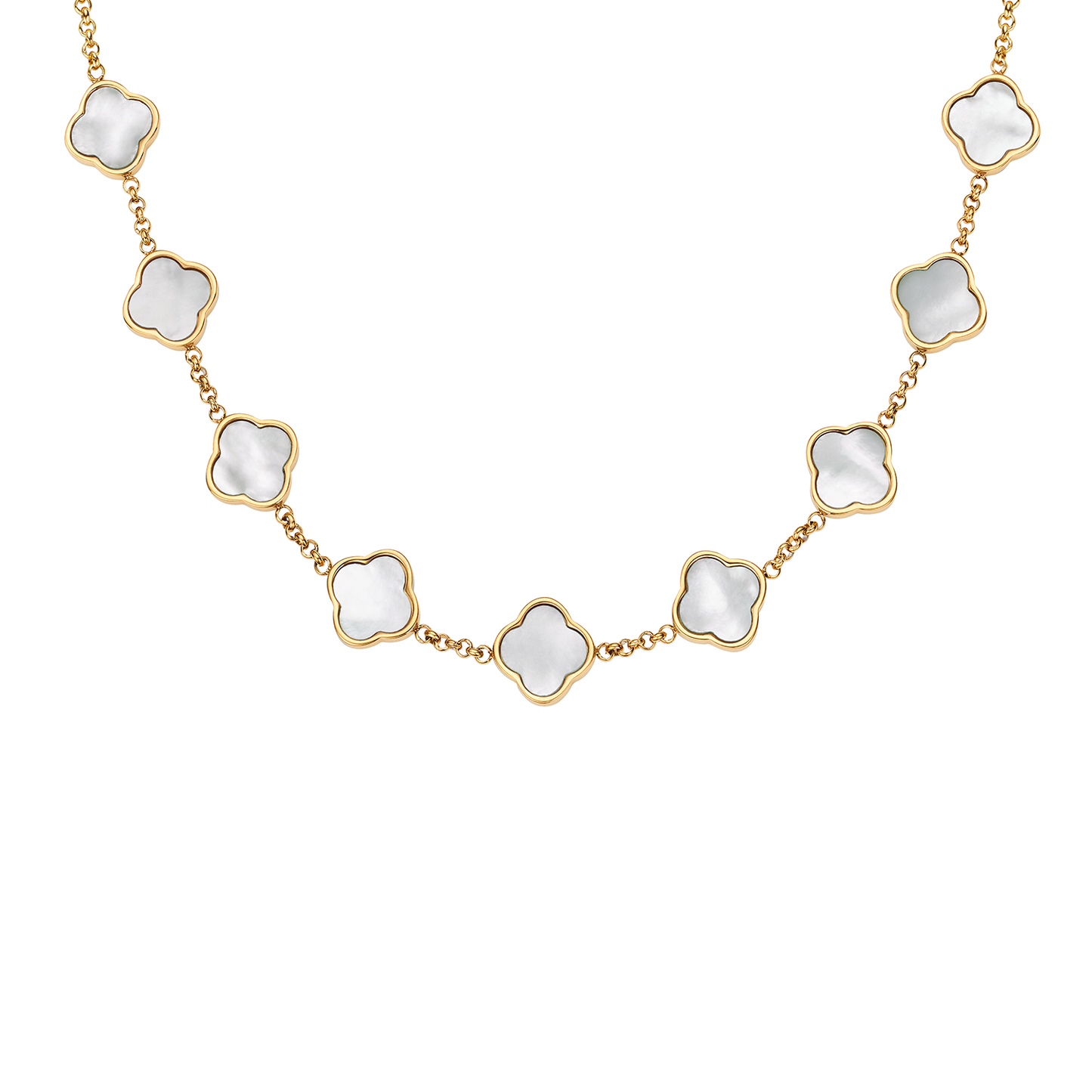 Pearl Clover Custom Name Necklace (Gold)