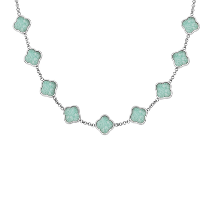 Amazonite Clover Custom Name Necklace (Silver)
