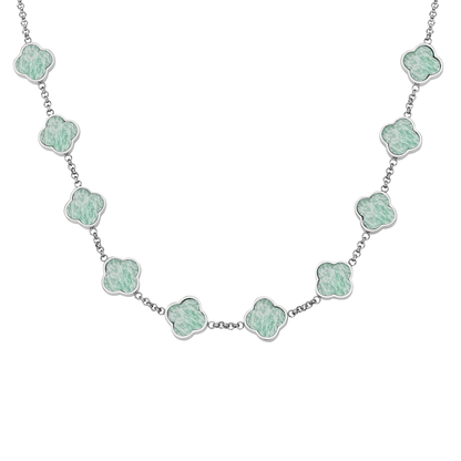 Amazonite Clover Custom Name Necklace (Silver)