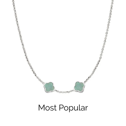 Amazonite Clover Custom Name Necklace (Silver)