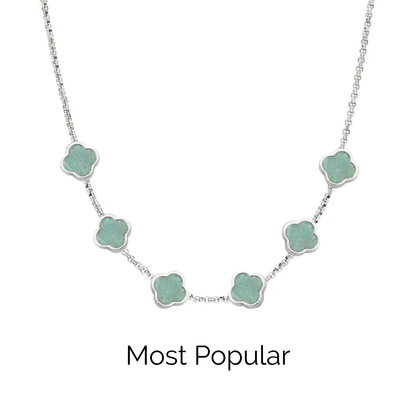 Amazonite Clover Custom Name Necklace (Silver)