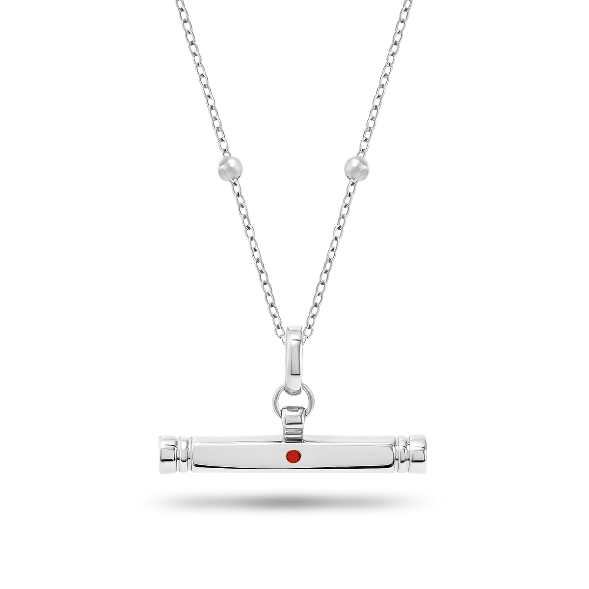 Confetti Birthstone T-bar Necklace (Silver)