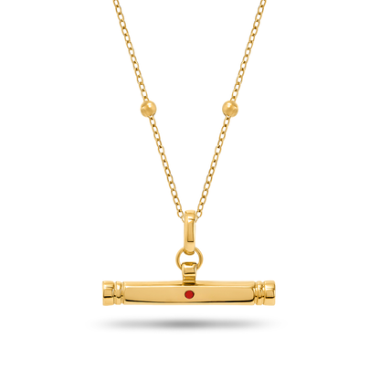 Confetti Birthstone T-bar Necklace (Gold)