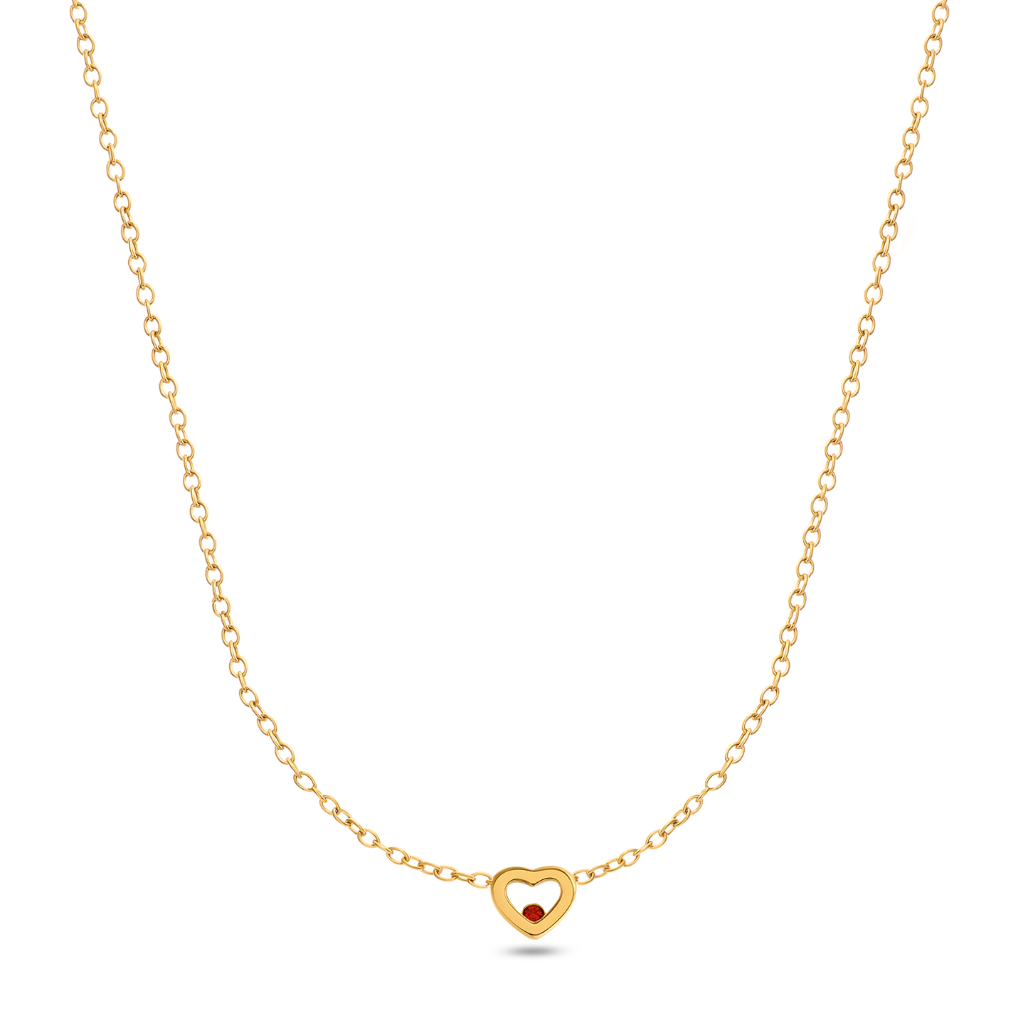 Floating Birthstone Multi Heart Necklace (Gold)