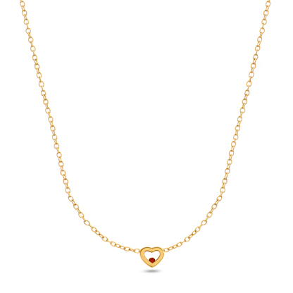 Floating Birthstone Multi Heart Necklace (Gold)
