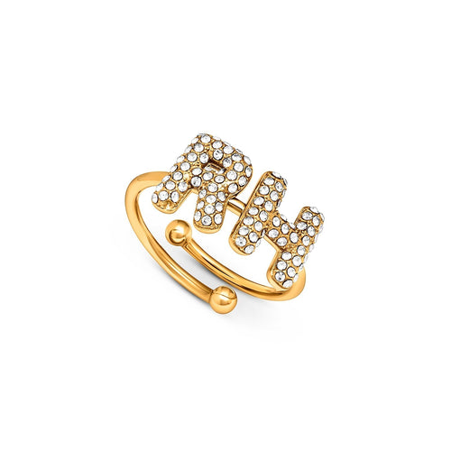Spotlight Pave Bubble Initial Ring (Gold)