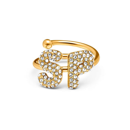 Spotlight Pave Bubble Initial Ring (Gold)