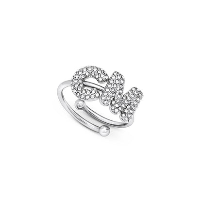 Spotlight Pave Bubble Initial Ring (Silver)