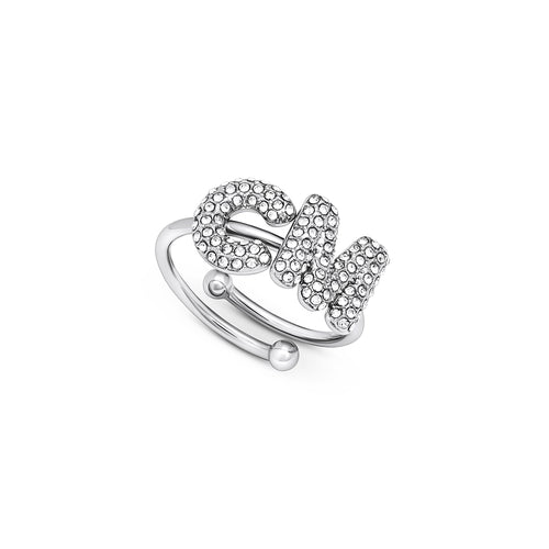 Spotlight Pave Bubble Initial Ring (Silver)
