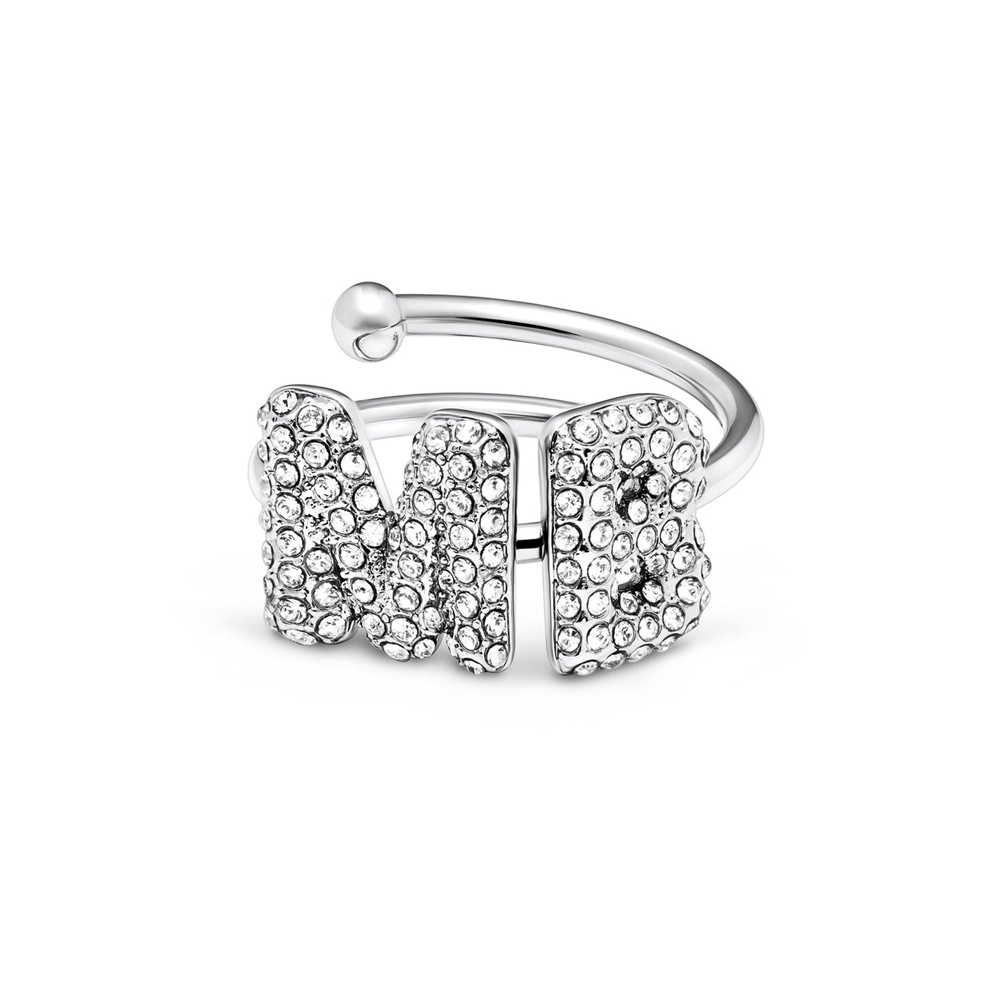 Spotlight Pave Bubble Initial Ring (Silver)