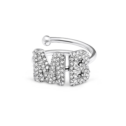Spotlight Pave Bubble Initial Ring (Silver)