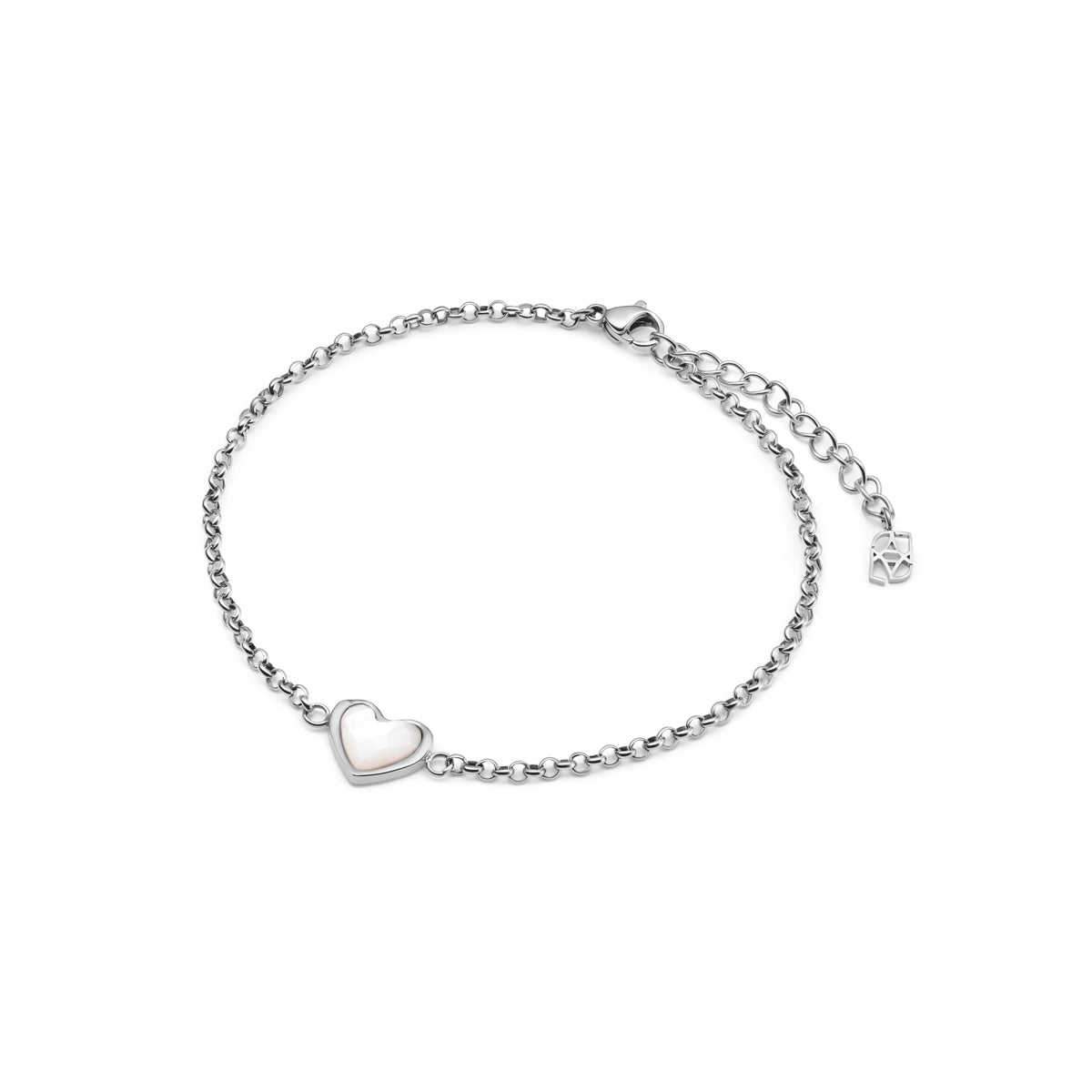 Mother of Pearl Heart Bracelet (Silver)
