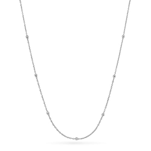 Layering Sphere Chain Necklace 18-20 in (Silver) - Sterling Silver
