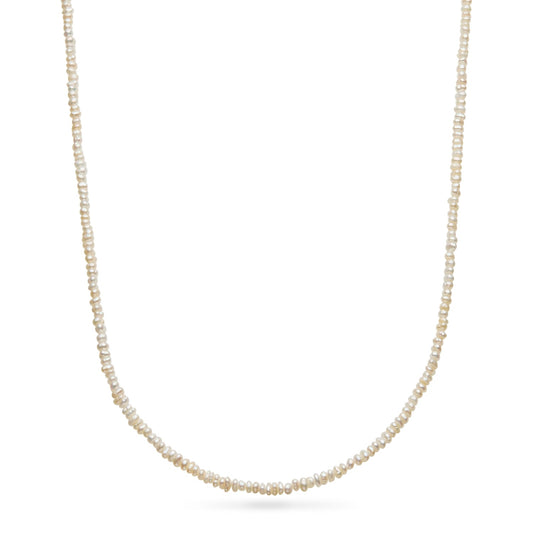 Layering Mini Pearl Beaded Chain Necklace (Silver)