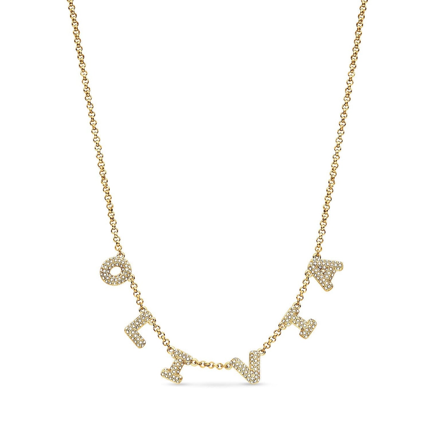 Spotlight Pave Bubble Name Necklace (Gold)