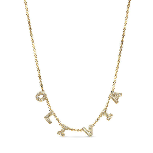 Spotlight Pave Bubble Name Necklace (Gold)
