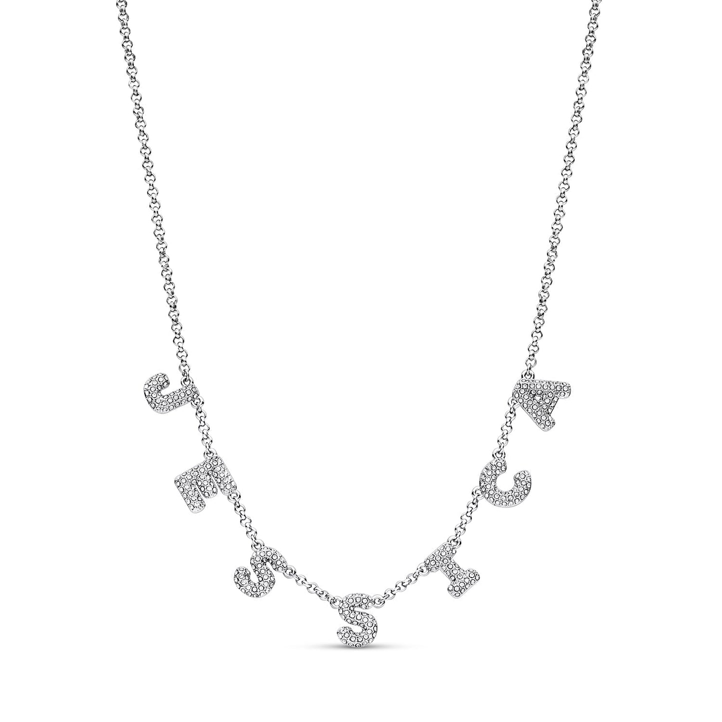 Spotlight Pave Bubble Name Necklace (Silver)