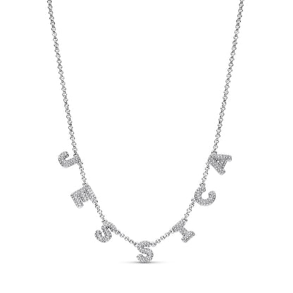 Spotlight Pave Bubble Name Necklace (Silver)
