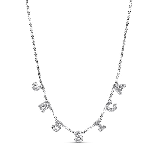 Spotlight Pave Bubble Name Necklace (Silver)