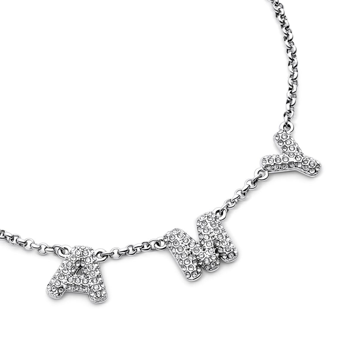 Spotlight Pave Bubble Name Necklace (Silver)
