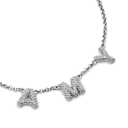 Spotlight Pave Bubble Name Necklace (Silver)
