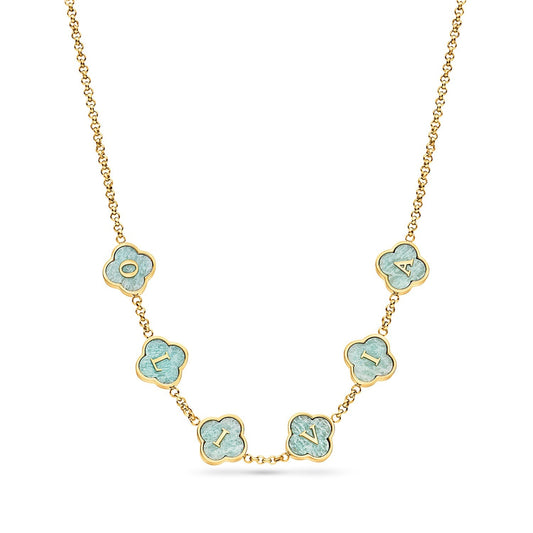 Amazonite Clover Custom Name Necklace (Gold) - SKU TEST