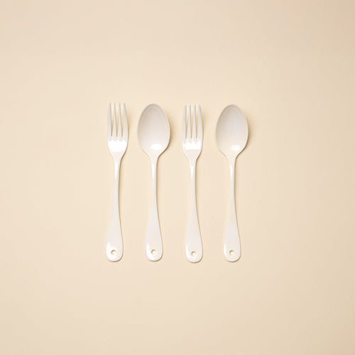 Japanese Enamel Picnic Flatware, 4-Piece Set