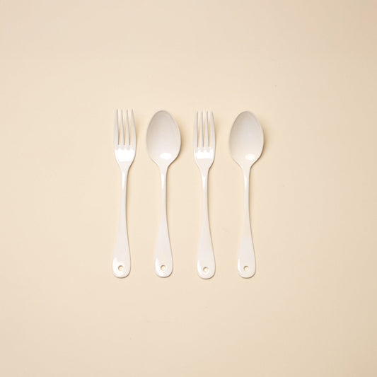 Japanese Enamel Picnic Flatware, 4-Piece Set