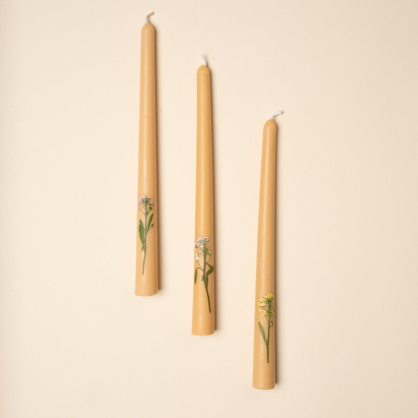 Pressed Flower Tapers, Set of 3