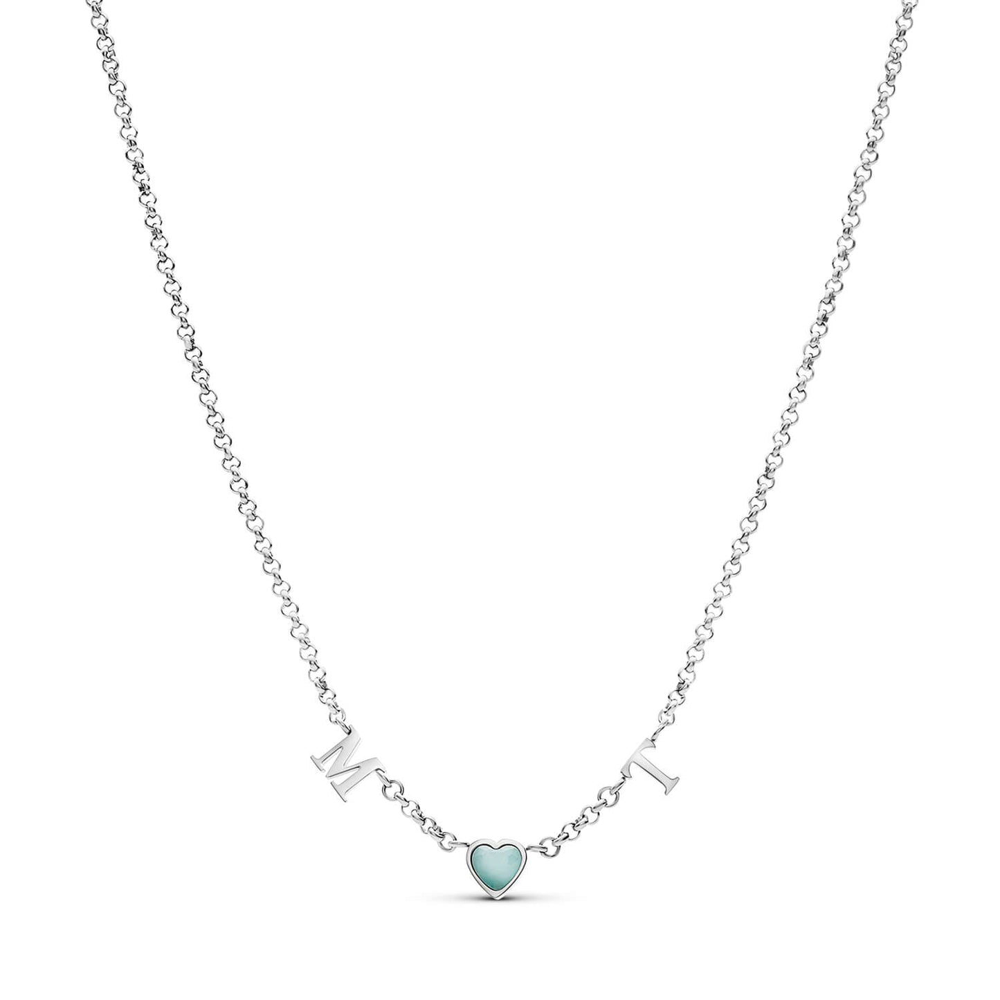 Made Mine Initials & Birthstone Necklace (Silver)