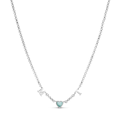 Made Mine Initials & Birthstone Necklace (Silver)