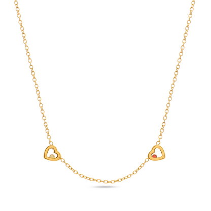 Floating Birthstone Multi Heart Necklace (Gold)