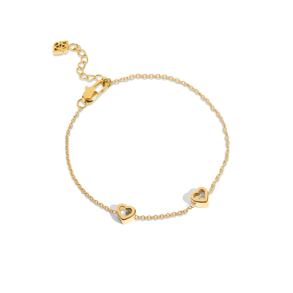 Floating Birthstone Multi Heart Bracelet (Gold)