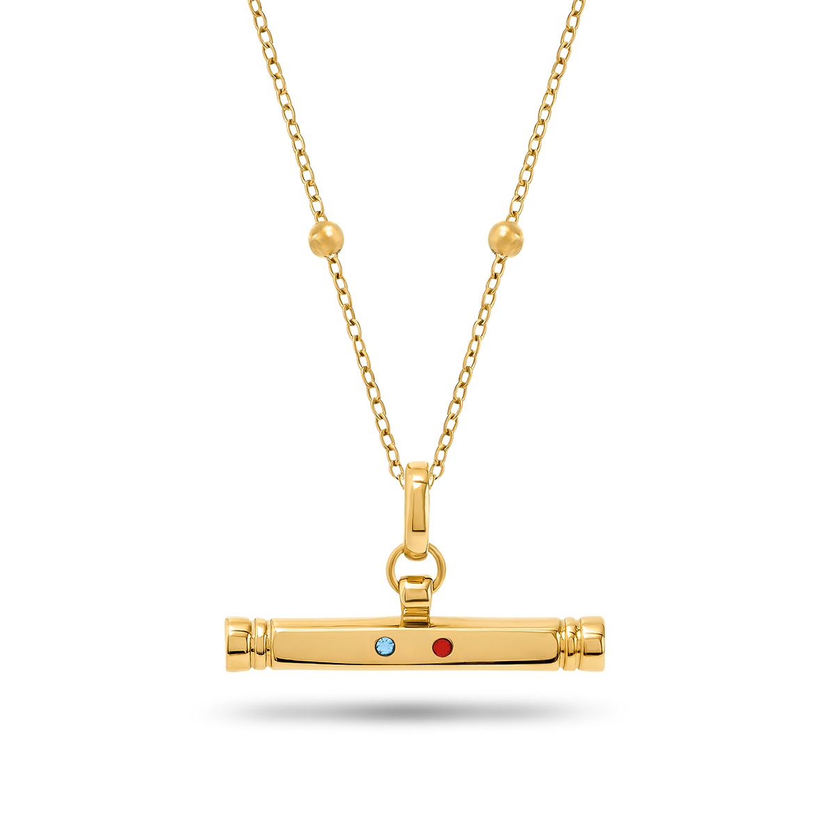 Confetti Birthstone T-bar Necklace (Gold)