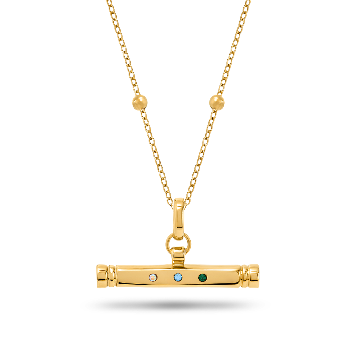 Confetti Birthstone T-bar Necklace (Gold)