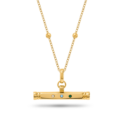 Confetti Birthstone T-bar Necklace (Gold)