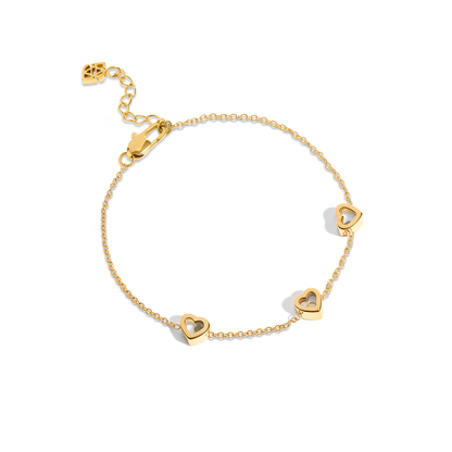 Floating Birthstone Multi Heart Bracelet (Gold)