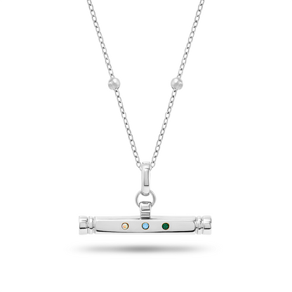 Confetti Birthstone T-bar Necklace (Silver)