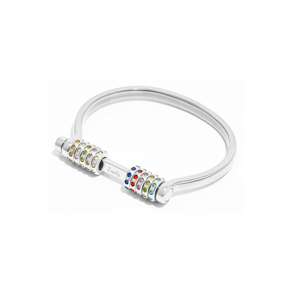 Personalised Confetti Charm Bangle (Silver)