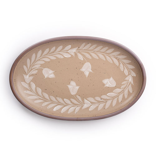 Hand Painted Large Oval Platter, Tulip Crown