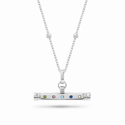 Confetti Birthstone T-bar Necklace (Silver)