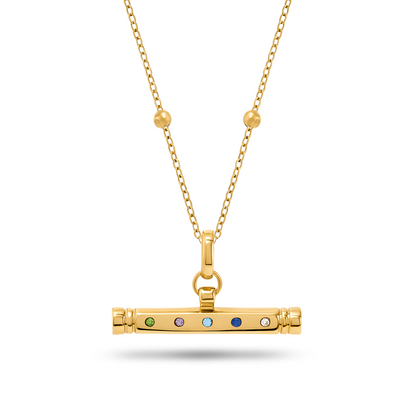 Confetti Birthstone T-bar Necklace (Gold)