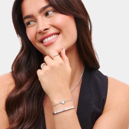 Mother of Pearl Heart Bracelet (Silver)
