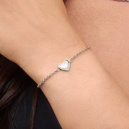 Mother of Pearl Heart Bracelet (Silver)
