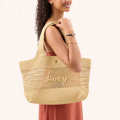 Personalised Raffia Tote Bag (Natural)