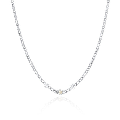 Made Mine Initials & Birthstone Necklace (Silver)